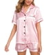 thumbnail image 3 of Gibobby Conjunto pijama mujer invierno Conjuntos Pijamas Loungewear Seda satinada con botones Ropa de dormir de dos piezas para mujer Trajes y conjuntos de mujer(Rosa,M), 3 of 5