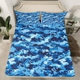 thumbnail image 2 of Castle Fairy Blue Camo 4 Pieces Queen Sheet Sets for Kids Children Teens,Plaid Camouflage Ultra Soft Flat Sheet,Abstract Geometric Queen Fitted Sheet,Super Cozy Room Decor, 2 of 7