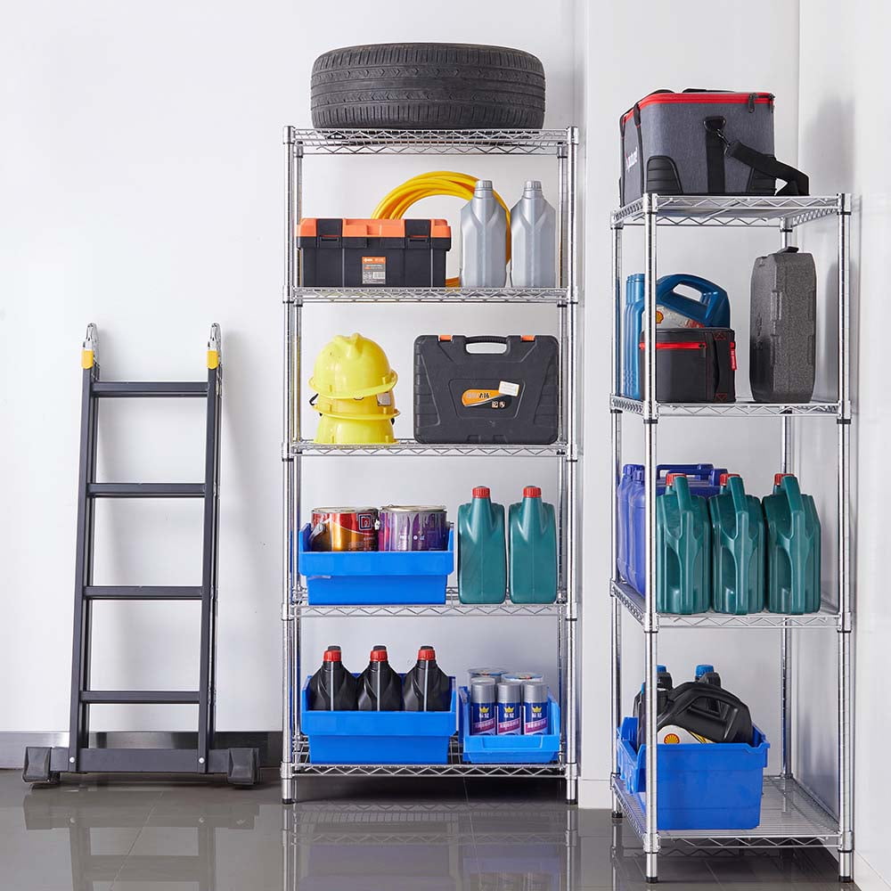5 tier commercial chrome shelving unit 18x30x72in