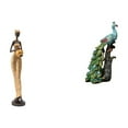 thumbnail image 1 of Figuras de mujeres tribales africanas y elegantes estatuas de pavos reales para dormitorio, mesa, oficina, sala de estar, estantería, decoración del h, 1 of 8