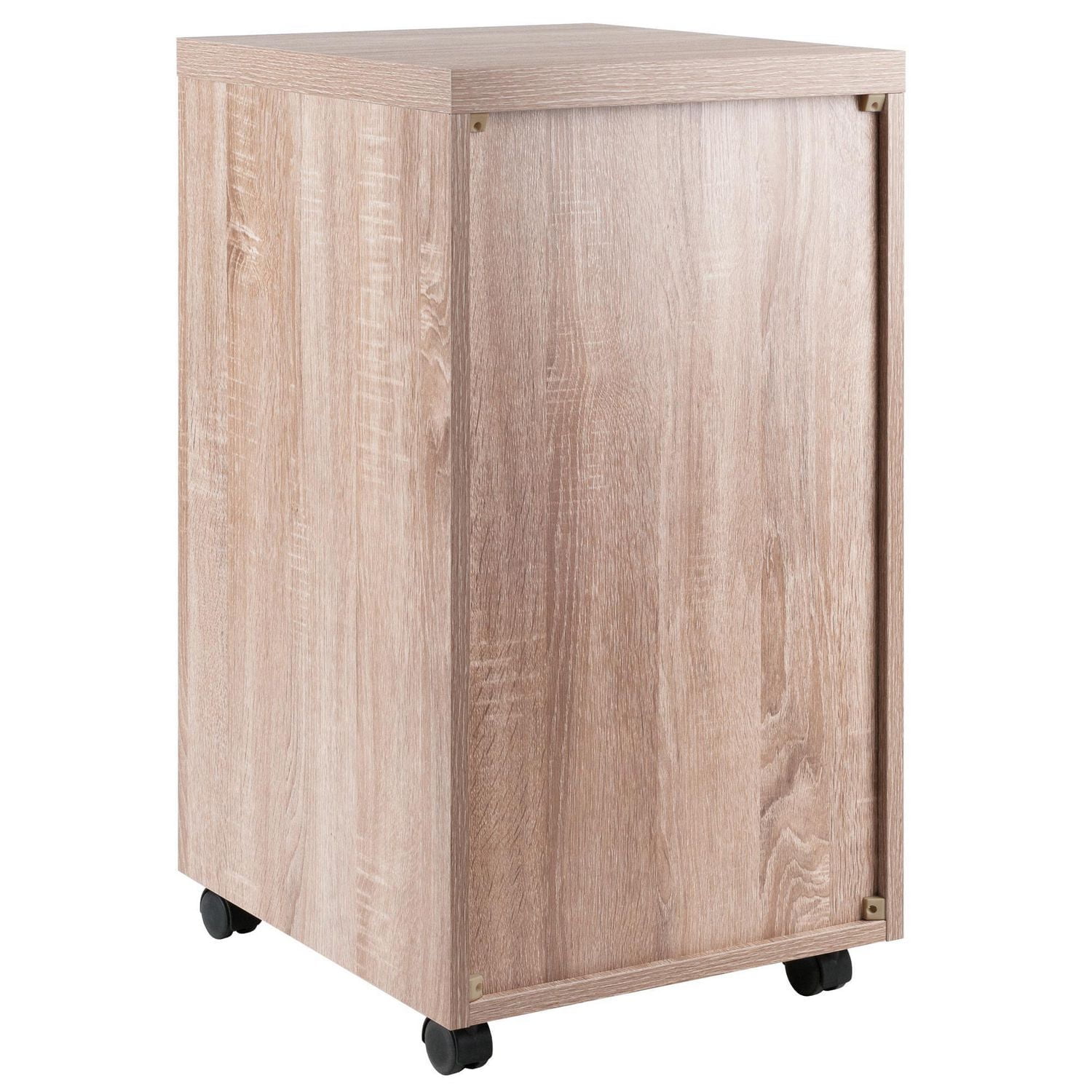Winsome Kenner Mobile Storage Cabinet, 3 Drawers, 2 Shelves, Reclaimed Wood/White Finish