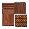 thumbnail image 5 of Syngar 12" x 12" Brown Rustic Acacia Wood Interlocking Patio Tiles for Indoor Outdoor 10 Piece, 5 of 8