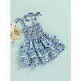 thumbnail image 3 of hirigin Toddler Girl Sleeveless Dress, Floral Printed Tie Up Multi-Layers Pleated Sweet Sling Dress, Casual Simple One-Piece Clothes, 3 of 8