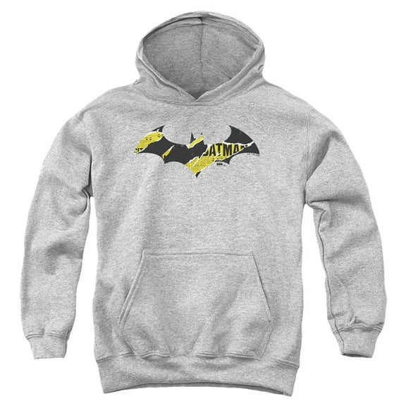 Batman Batman Torn Gotham Logo Kids Pull-Over Hoodie (Small) for Youth Boys and Girls, Athletic Heather