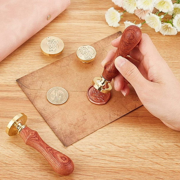 CRASPIRE Letter G Wax Seal Stamp Vintage Alphabet Initial Sealing Wax  Stamps Retro 25mm Removable Brass Head with Wooden Handle for Wedding