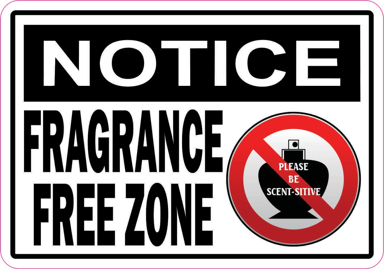 5in x 3.5in Notice Fragrance Free Zone Vinyl Sticker