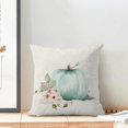 thumbnail image 3 of Fall Decor Pillow Covers 16x16 Inch Set of 2 Autumn Teal Watercolor Pumpkin Throw Pillows for Couch Thanksgiving Harvest Pink White Flower Indoor Decorative Cushion Cases for Bed Decorations, 3 of 6