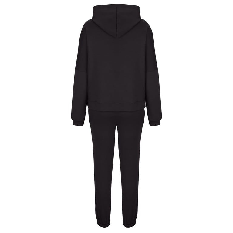 Black Woman Basic Tracksuit Sport Light Set Hoodie With Sweatpants  Sportswear Outfit 