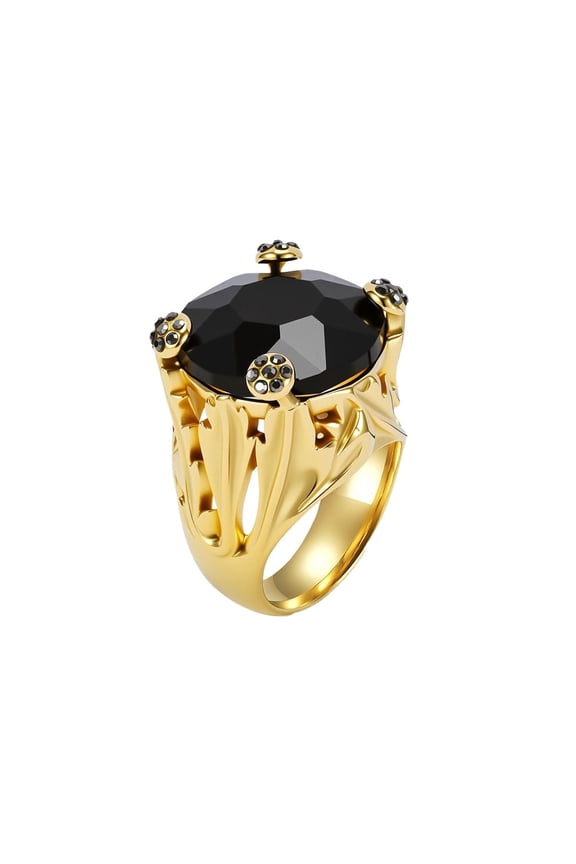 Cubic Zirconia Rings for Women Filigree Big Vintage Stainless Steel Silver Gold Plated Size 5 Personalized Promise Dainty Engagement Wedding Gifts Jewelry Gold Black Size 8