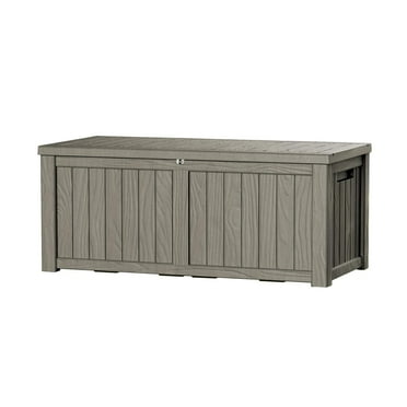 Decksplore 120 Gallon Outdoor Storage Deck Box, Large Resin Patio Storage for Outdoor Pillows, Garden Tools and Pool Supplies, Waterproof, Lockable Coffee