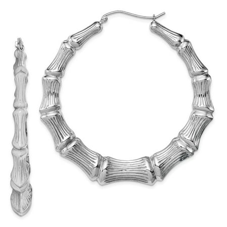 Aa Jewels Sterling Silver Bamboo Hoop Earrings 57mm X 58mm Sterling Silver Bamboo Hoop Earrings 57mm X 58mm