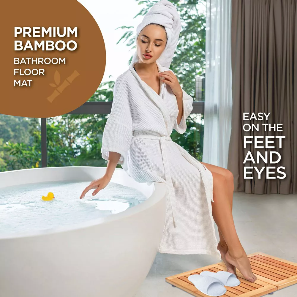 Bamboo Floor and Shower Mat - Measures 1" x 23.75" x 17.75"