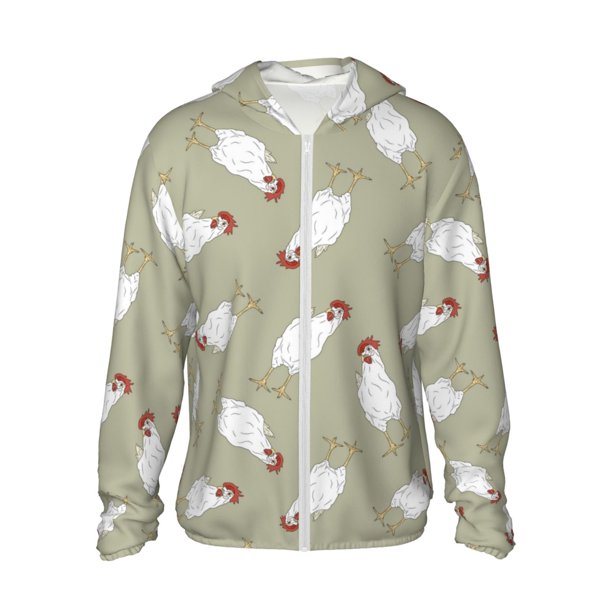 Balery Funny Chicken Sudadera ligera de manga larga con capucha y protección solar UPF 50+ para hombre y mujer, ideal para pesca y running-3X-Large