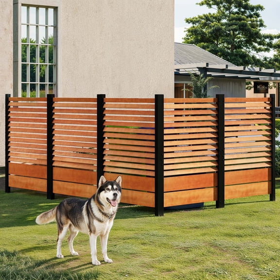 Dextrus Outdoor Privacy Fence Panel - Weatherproof Wooden AC Unit Cover, Backyard & Patio Privacy Screen for Garden, Deck, Brown（1 Panel）