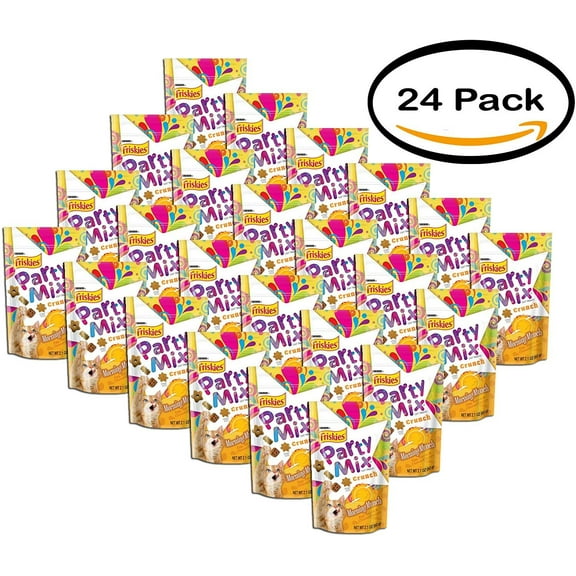 PACK OF 24 - Purina Friskies Party Mix Crunch Morning Munch Cat Treats 2.1 oz. Pouch