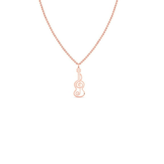 True Elegant Guitar Treble Clef Musical Pendant Necklace - 925 Sterling Silver 14K Rose Gold Over Music Lover Jewelry