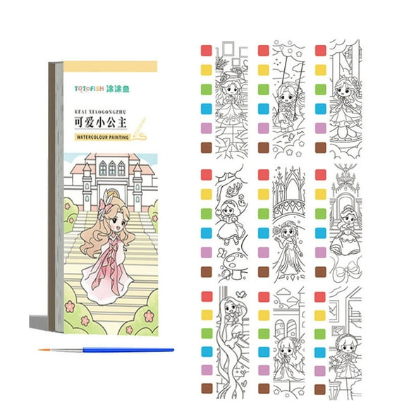 Funix Watercolor Coloring Notebook for Children, Graffiti Paper, Pigment Drawing Book, DIY Coloring Book, Creative Drawing Bookmark