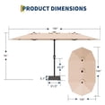thumbnail image 3 of Lumiparty 15FT Large Patio Umbrella with Base Included, Double-Sided Rectangle Market Umbrella with Cross Base and Sandbag for Pool Lawn Garden, Beige, 3 of 9