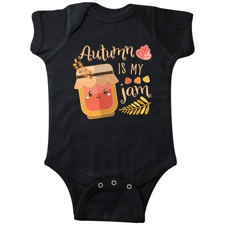 

Inktastic Autumn Is My Jam with Cute Jar and Fall Leaves Gift Baby Boy or Baby Girl Bodysuit