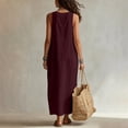 thumbnail image 7 of PRINxy Women's Sleeveless U Neck Linen Maxi Dress with Pockets Boho Flowy Long Dress for Summer Beach Vacation Daily Casual Wear Wine XL, 7 of 7
