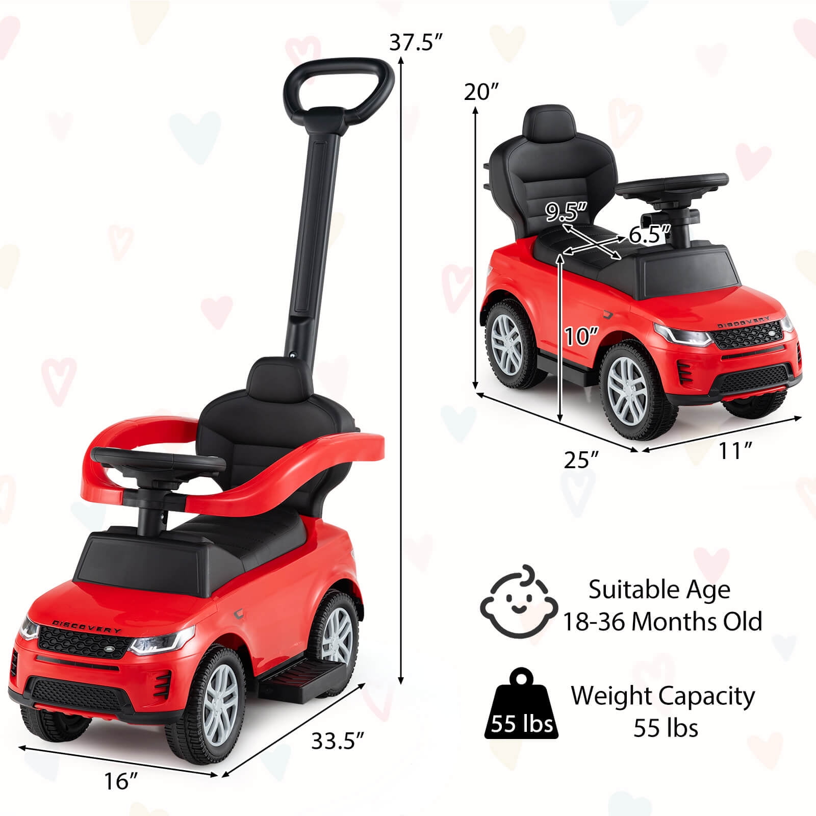 Infans Kids Ride on Push Car w/Horn & Start-up Sound Under-seat Storage Push Handle