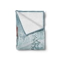 thumbnail image 2 of Snowman Soft Flannel Fleece Throw Blanket, Smiling 3D Style Mascot with Hat and Scarf Snowy Mountains Trees Seasonal Happy, Cozy Plush for Indoor and Outdoor Use, 70" x 90", Multicolor, by Ambesonne, 2 of 6