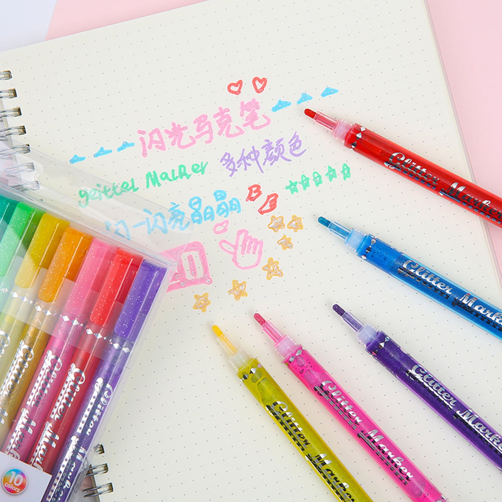 Cadorn Colorful Double - Line Outline Pens Set, Metallic - Color Dreamy Markers for Hand Account, DIY Drawing & Highlighting