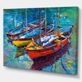 thumbnail image 1 of Designart - Three Fishing Boat Oil Painting - Sea & Shore Painting Print on Wrapped Canvas, 1 of 1