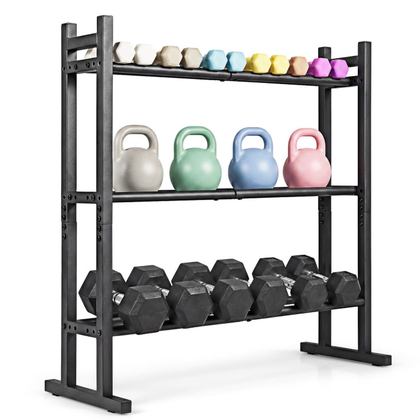 Airfind 3 Tier Dumbbell Rack Heavy Duty Weight Storage Stand with 529 lb Capacity and Adjustable Bar Spacing for Home Gym and Garage, Black
