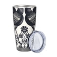 thumbnail image 2 of Salouo Artistic Black White Peacocks Print 20oz Tumbler with Lid,Stainless Steel Vacuum Insulated Tumbler Durable Insulated Coffee Mug Thermal Cup with Splash Proof Sliding Lid-Straw Three-piece Set, 2 of 8