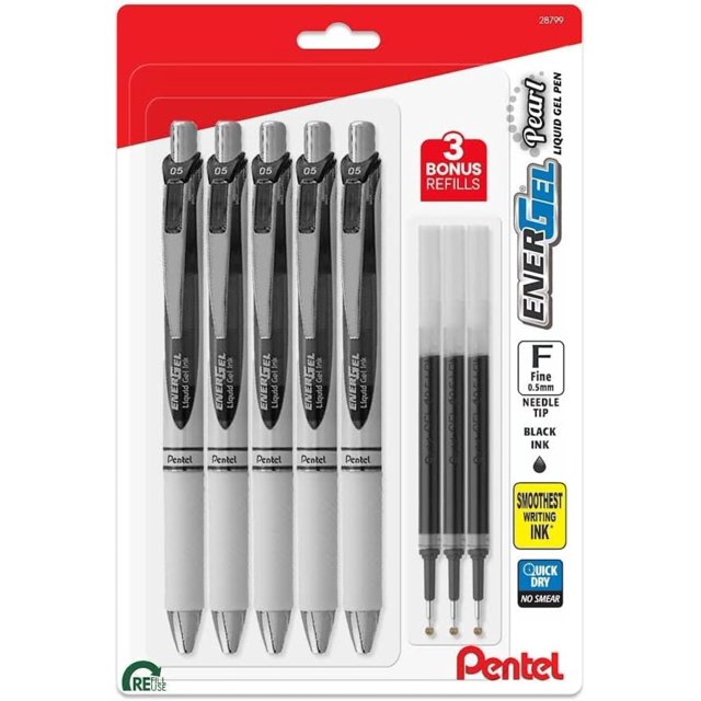 Bolígrafo Pentel Energel Pearl Rtx retráctil de punta fina de 0,5 mm