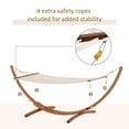 thumbnail image 4 of Outsunny Outdoor Hammock with Stand, Heavy Duty Wooden Frame, No Tree Needed, Indoor Outside Boho Style Nap Bed, Natural Cotton, White, 4 of 9