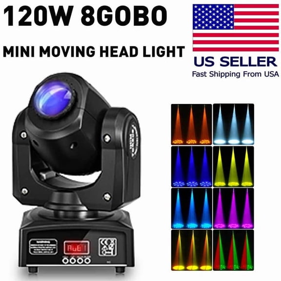 120W RGBW Moving Head Stage Light ED 8Pattern Strobe Beam Party DJ Lighting DMX