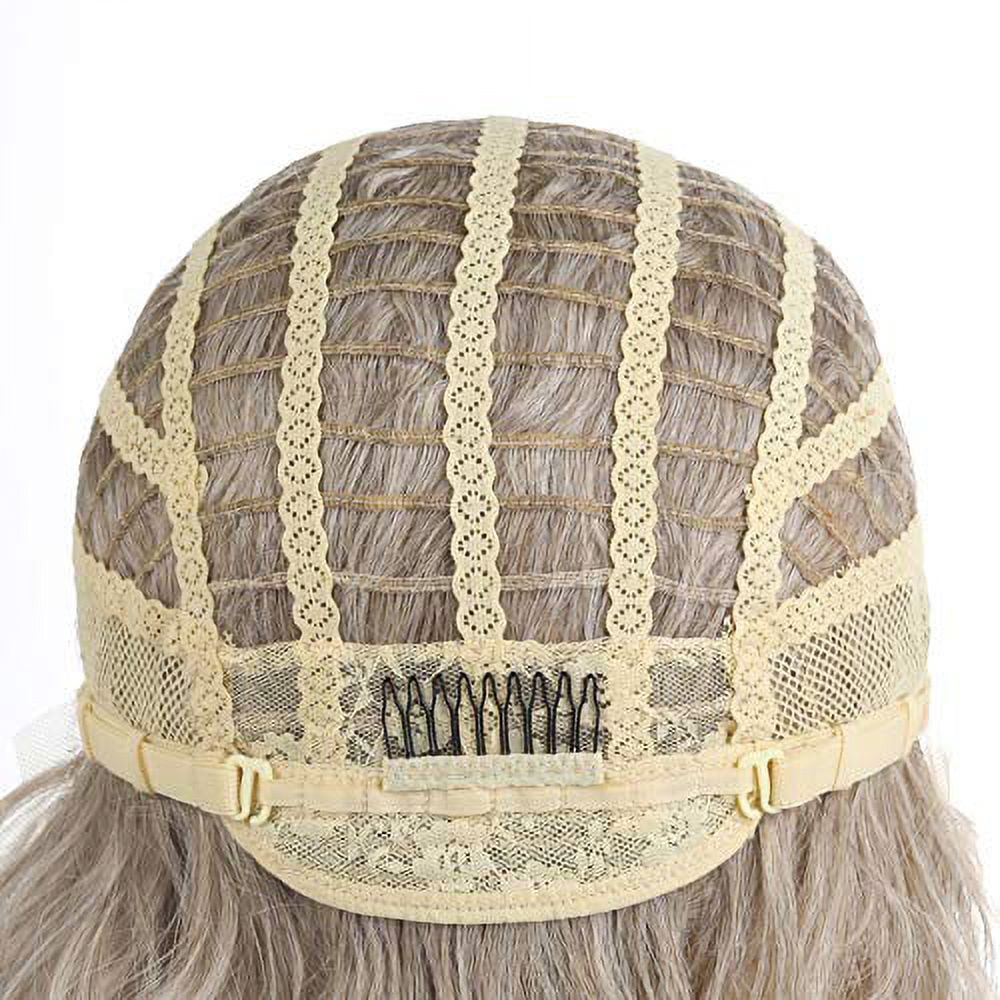 Onedor Side Part Platinum Blonde Brown Ombre Lace Front Short Wavy Hair Bob Wigs for Womens