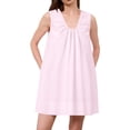 thumbnail image 4 of Tauxra Sundress for Women Casual Summer V Neck Sleeveless A Line Knee Length Solid Pleated Loose Fit Pocket Beach Dress, 4 of 8
