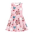 thumbnail image 3 of FOR U DESIGNS Butterfly Strawberry Girls Sleeveless Party Dress Pink A-Line Princess Dresses Comfortable Kids Knee Length Skater Dresses Ruffle Tutu Dress Size 9-10, 3 of 6