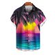 thumbnail image 4 of Blusa y camisa de manga corta con cuello vuelto para hombre, blusa informal de moda con cuello vuelto, blusa estampada de manga corta con botones, blusa de poliéster para hombre, 4 of 6