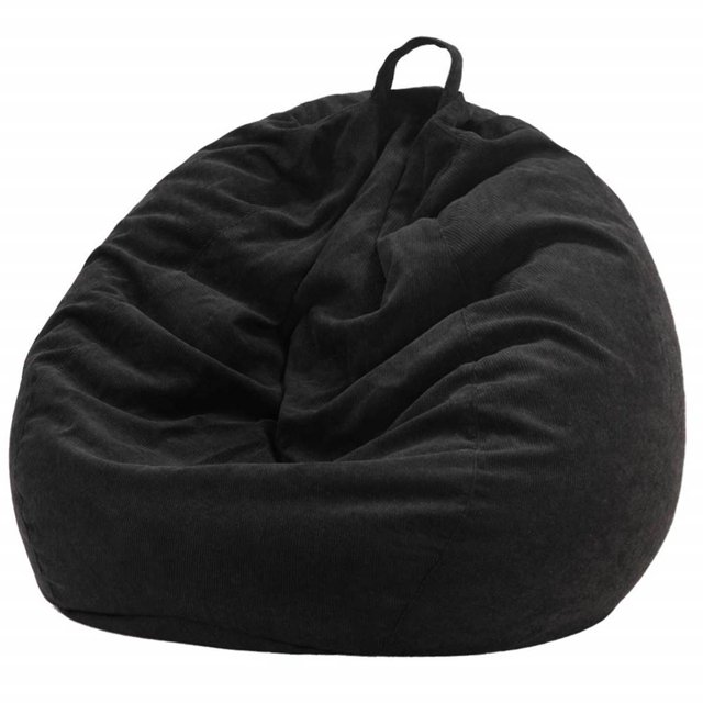 Funda para silla tipo puf con almacenamiento de animales de peluche, 27,56 x 31,5 pulgadas (sin frijoles) (negro) para niños y adultos.