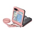 thumbnail image 2 of SaniMore for Samsung Galaxy Z Flip 5 6.7" 2023 Case, Detachable Crossbody Lanyard, PU Leather Card Holder, Shockproof Stylish Anti-fall Folding Cover for Z Flip 5, Pink, 2 of 10