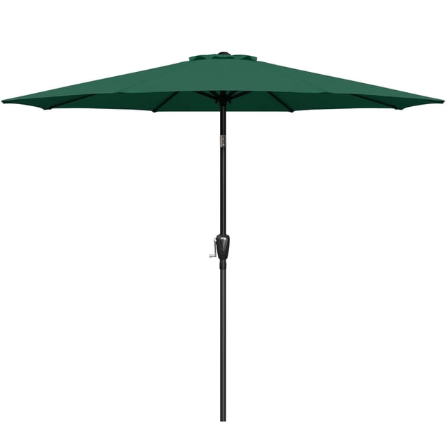 Sombrilla de patio Simple Deluxe de 2,7 m para exteriores con inclinación y manivela, color verde