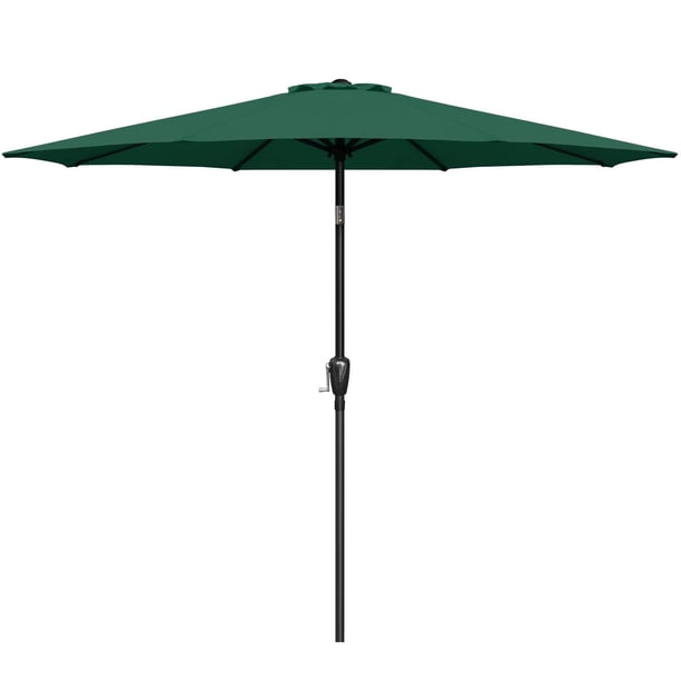 Sombrilla de patio Simple Deluxe de 2,7 m para exteriores con inclinación y manivela, color verde
