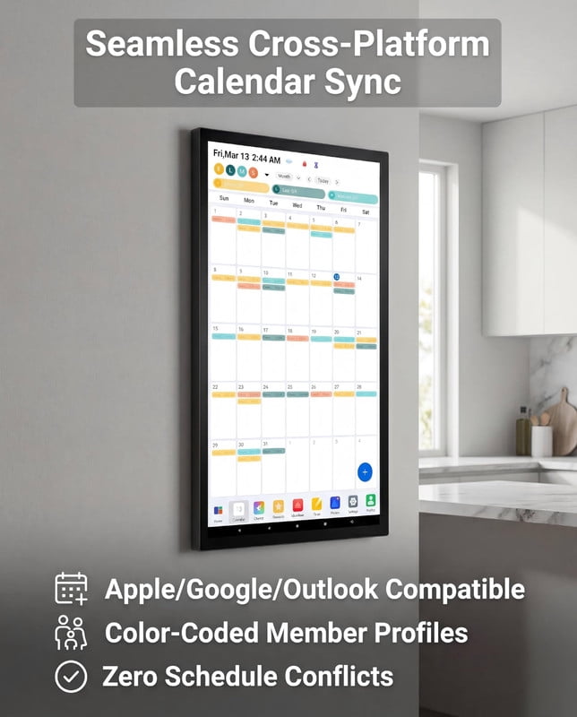 WETS 32-inch Wall Planner Digital Calendar & Chore Chart, Smart Touchscreen Interactive Display for Family Schedules – Wall Mount Included, Great for Organizing Your 2026 Calendar