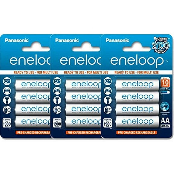 12 Panasonic Eneloop AA BK-3MCCE min 1900 maH Rechargeable Batteries USA SELLER