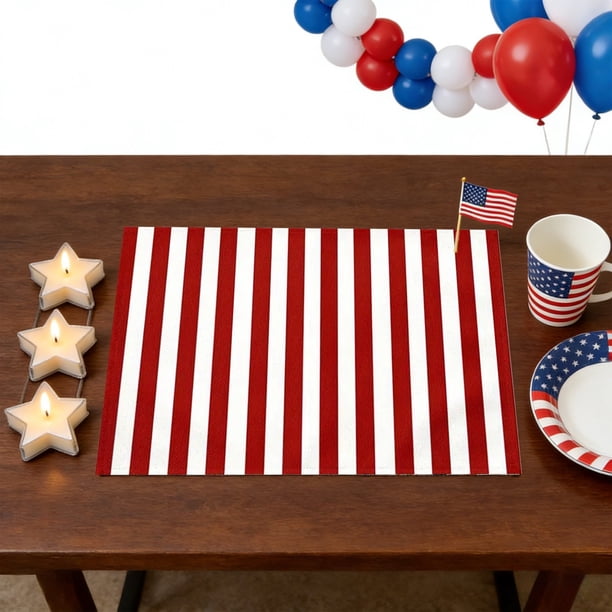 Mantel individual de lino conmemorativo del 250.º aniversario de EE. UU., mantel individual patriótico para el 4 de julio, Día de los Caídos, Día de los Veteranos, decoración y suministros patrióticos