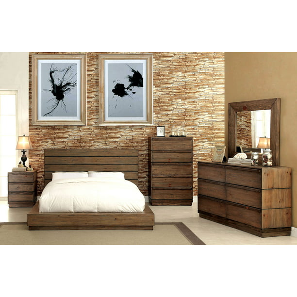 Bed Dresser Mirror Nightstand 4pc Set, King Size Bed Frame With Night Stands