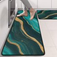 thumbnail image 2 of Kitchen Rugs Sets Of 2,Teal Gold Marble Wave Dot Pattern Anti Fatigue Kitchen Mat Rugs Non Slip Washable,Decorative Kitchen Floor Mats for Kitchen,Sink,Laundry,17"x47"+17"x47", 2 of 5