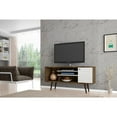 thumbnail image 2 of FITHOOD Manhattan Comfort Liberty 53.14" Mid-Century Modern TV Stand with 5 Shelves and 1 Door in Rustic Brown and White with Solid Wood Legs, 2 of 2