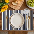 thumbnail image 4 of Colored Stripes Placemats Set of 8, Blue Black White Brown Abstract Lines Placemats for Dining Table, Place Mats for Kitchen Tabletop, Waterproof Wipeable Dining Table Mats Set, 4 of 9
