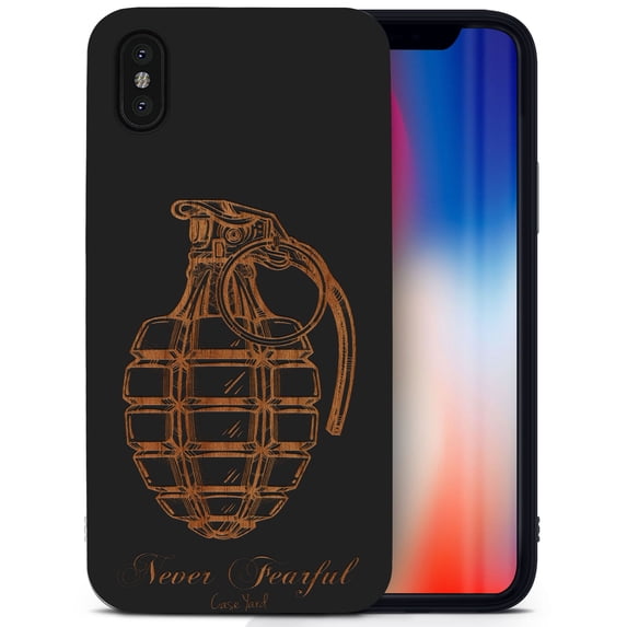 Case Yard Wooden Case for iPhone-XS-Max Soft TPU Silicone cover Slim Fit Shockproof Wood Protective Phone Cover for Girls Boys Men and Women Supports Wireless Charging Never Fearful Design