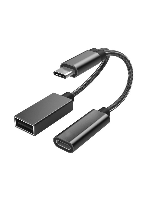 2-in-1 USB Type C to USB Adapter (OTG Cable + Power Cable) for Steam Deck, Switch, MacBook, iPad, 3D Printer, Samsung Galaxy and More